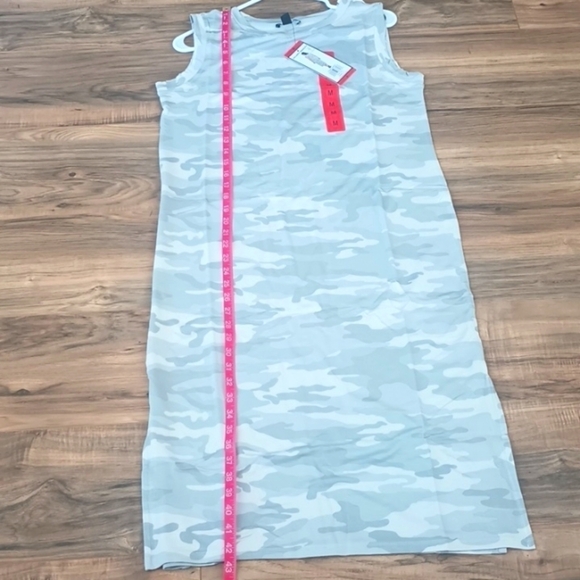 NWT Hilary Radley gray camo rayon sleeveless midi maxi column dress size M - Picture 7 of 8